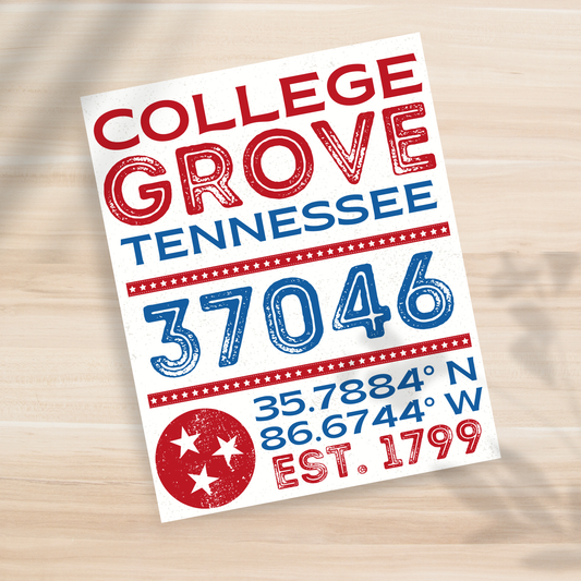 College Grove, TN - 37046 - 8x10" Print